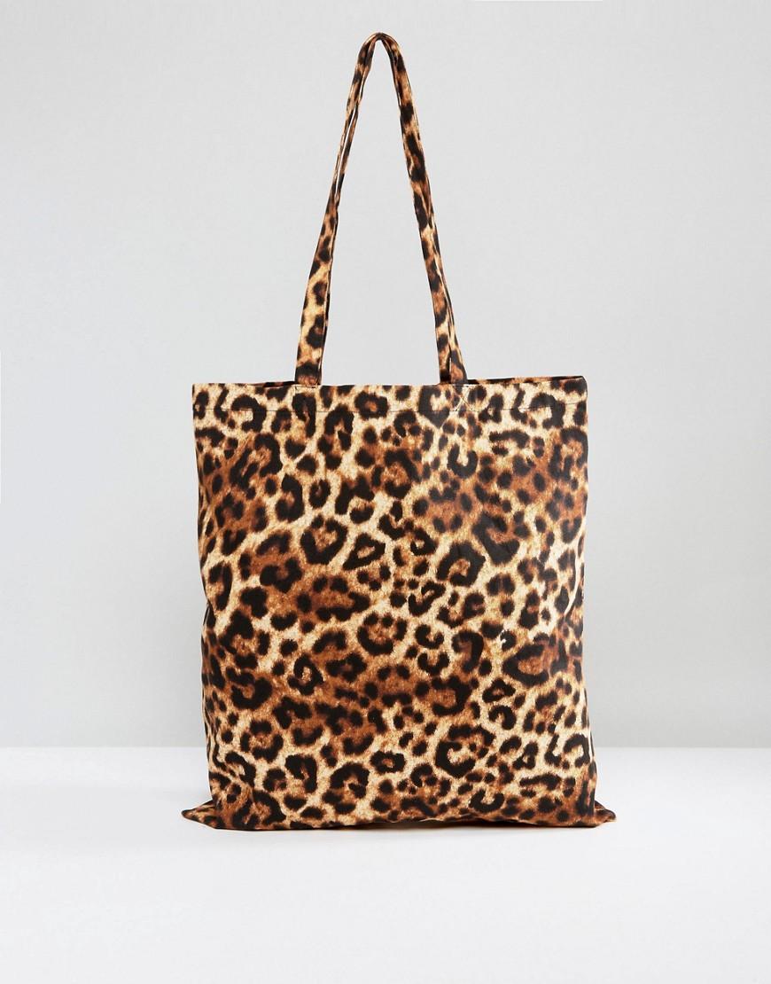 Lyst Monki Leopard Print Tote Bag in Brown