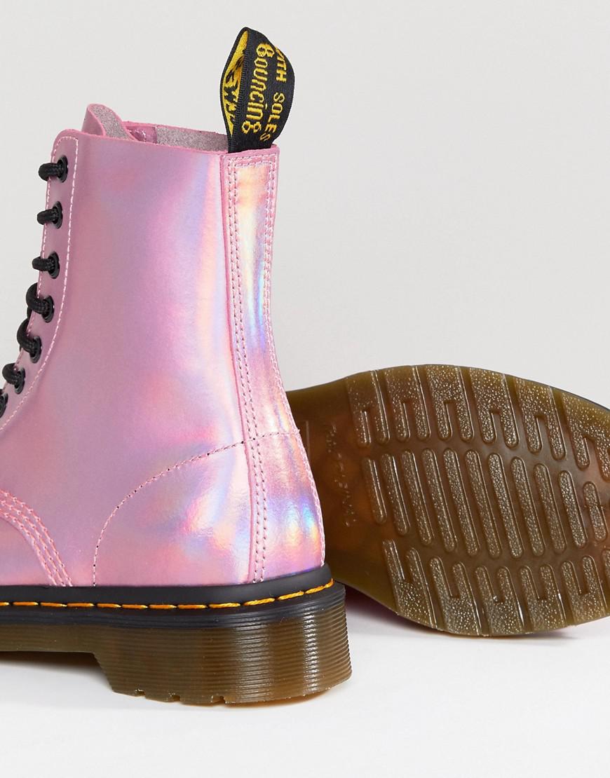 Lyst Dr. Martens Leather Holographic Pink Lace Up Boots in Pink