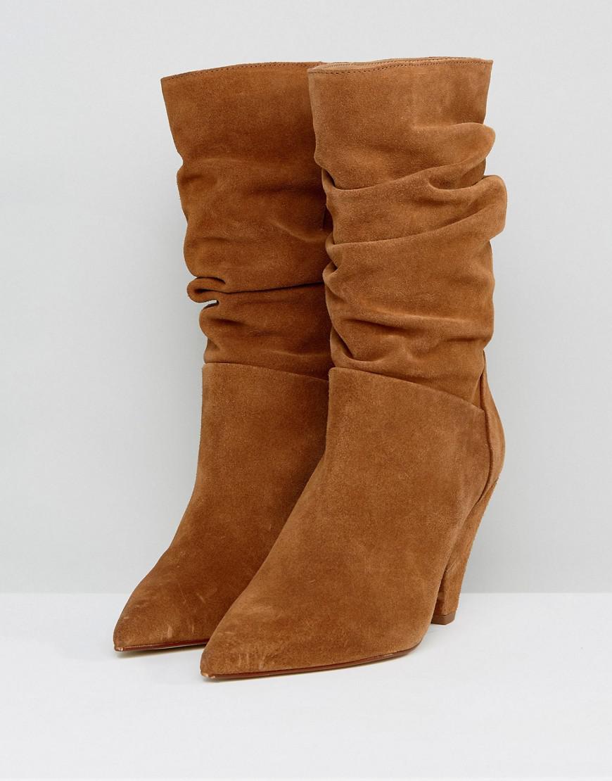 brown suede booties low heel