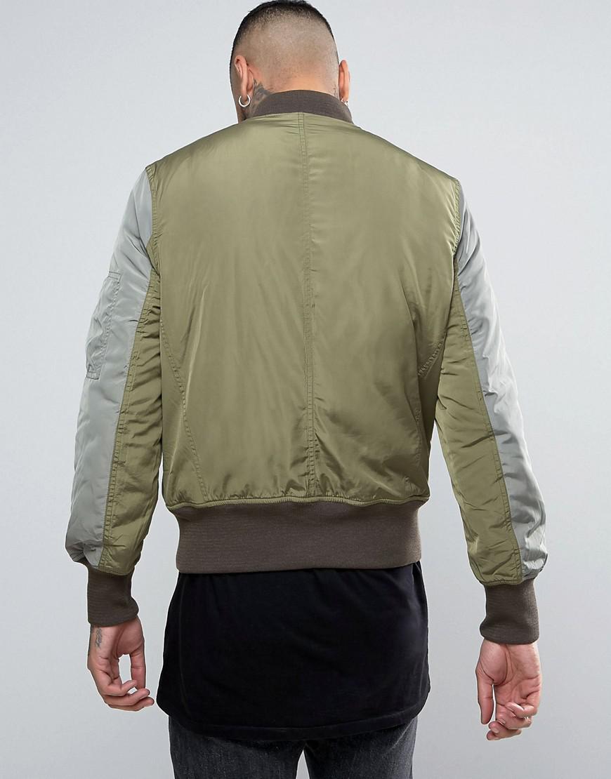 Lyst - Asos Bomber Jacket With Double Front In Khaki in Green for Men