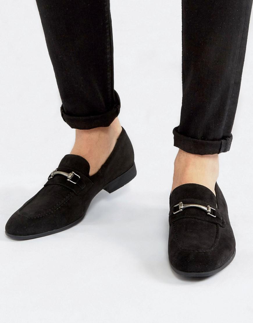 Lyst Asos Loafers In Black Faux Suede With Snaffle Detail In Gray For Men 4808