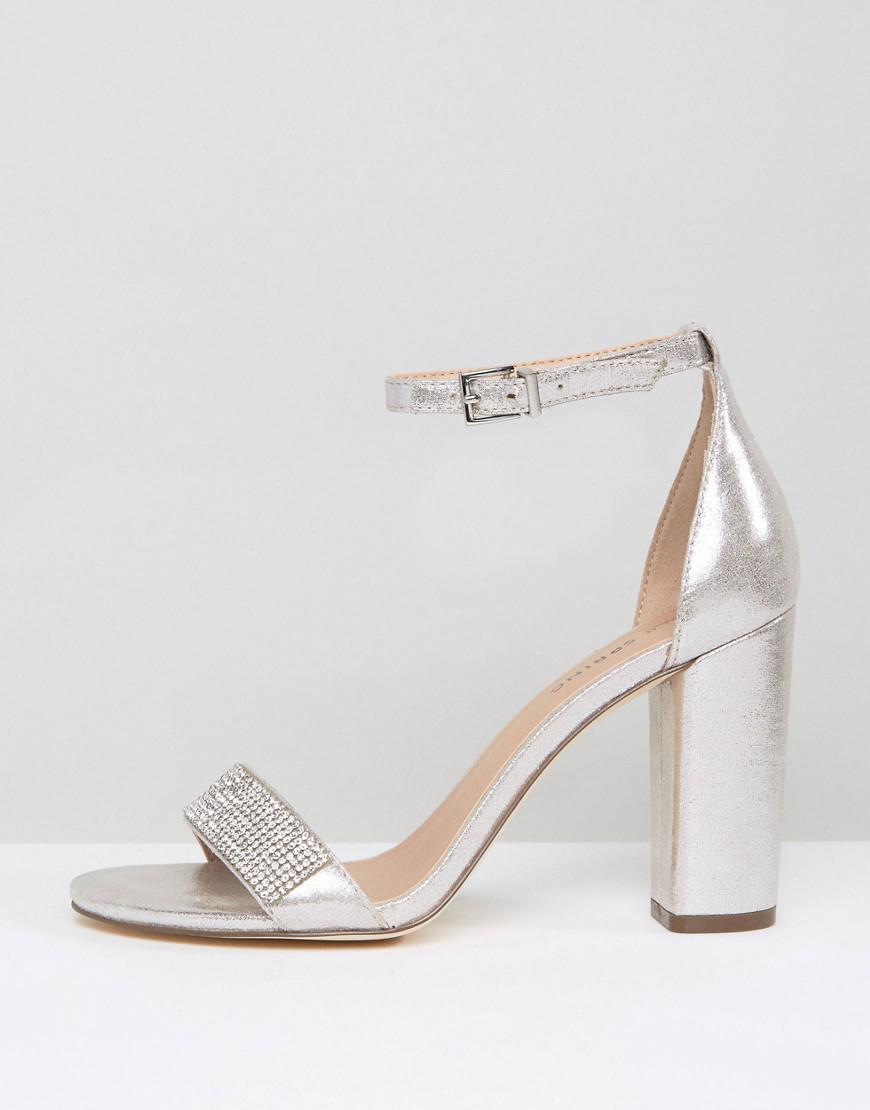 Call It Spring Mirelivia Silver Block Heel Sandals in Metallic - Lyst