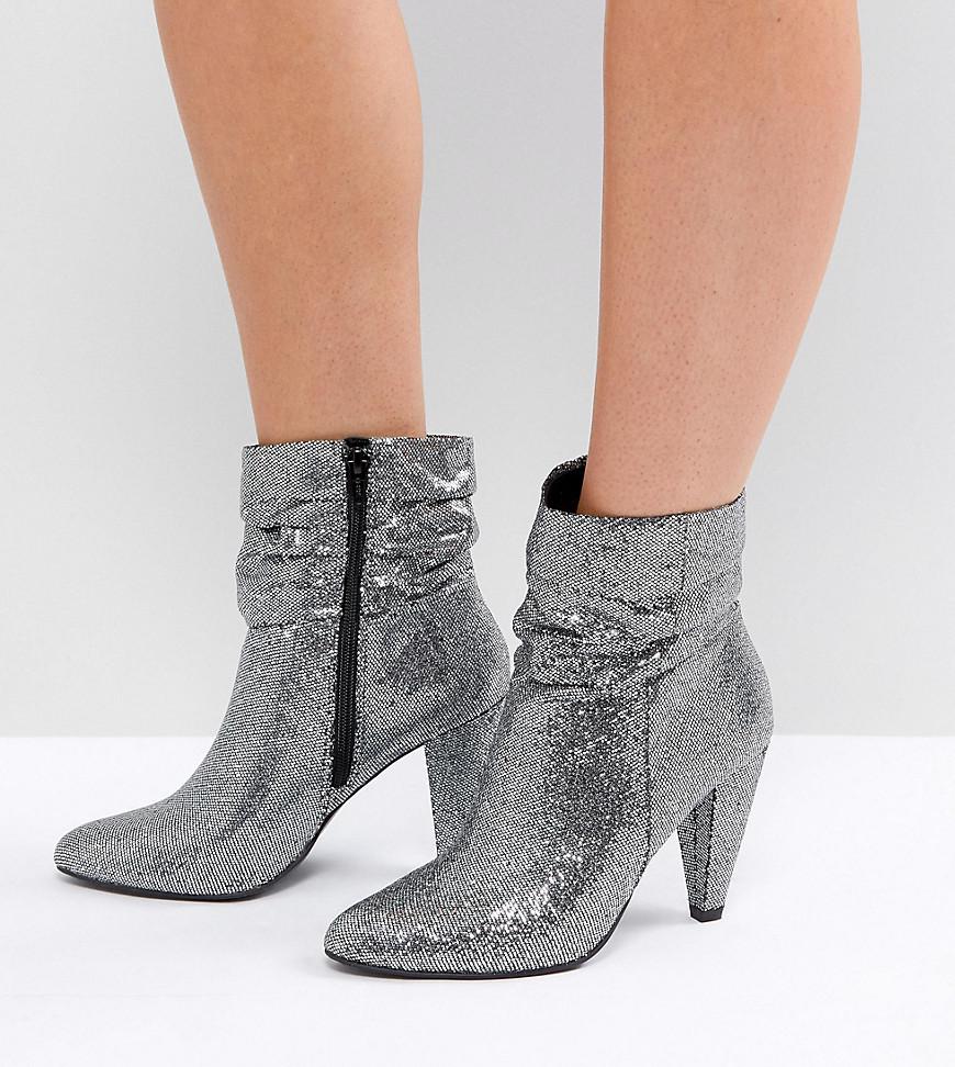 Lyst - New Look Wide Fit Silver Glitter Boots in Metallic