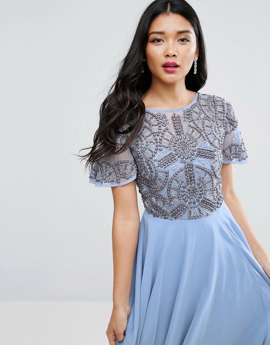 ASOS Synthetic Geo Embellished Tshirt Maxi Dress in Blue Lyst