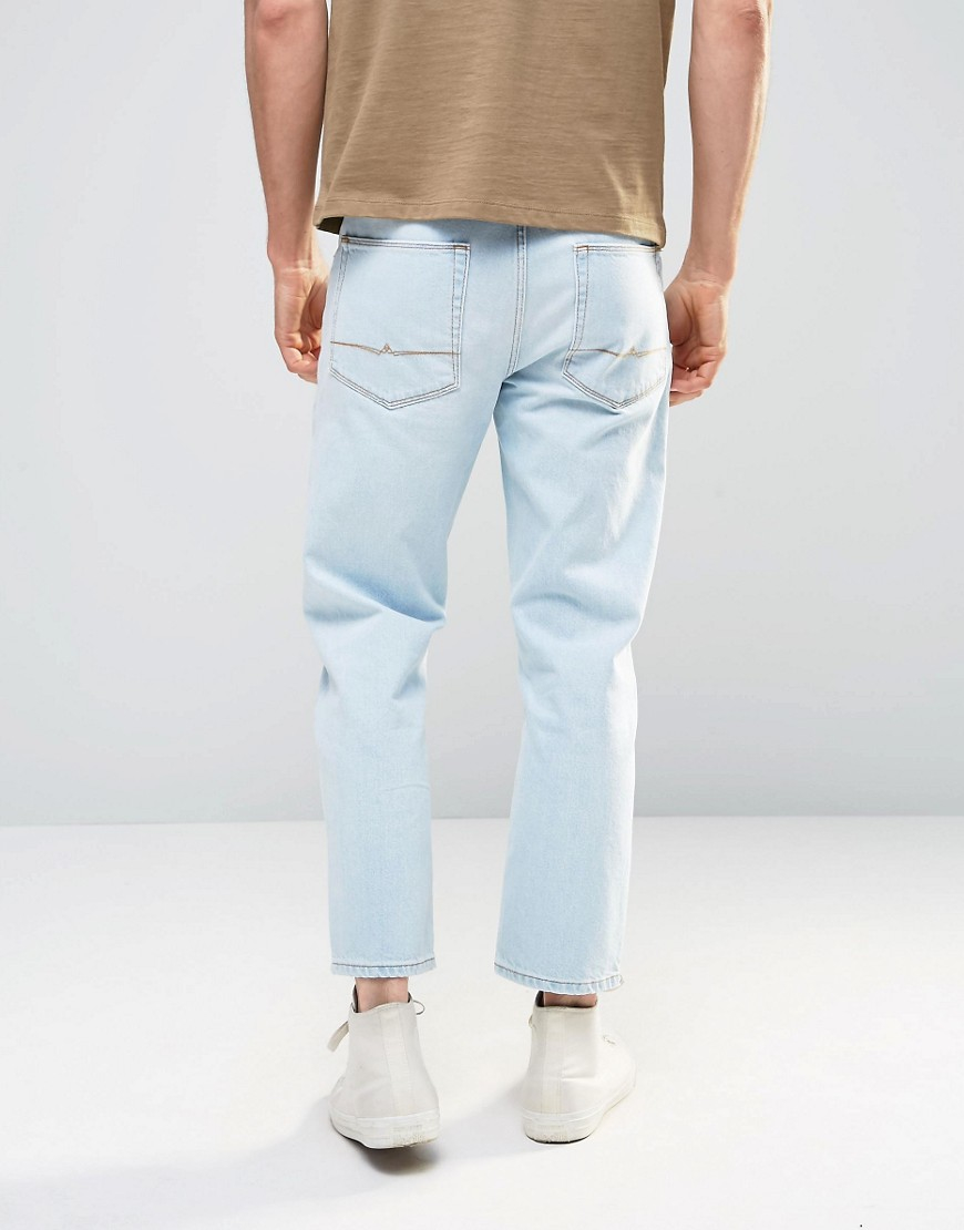 Asos Straight Cropped Jeans In Light Blue in Blue for Men | Lyst