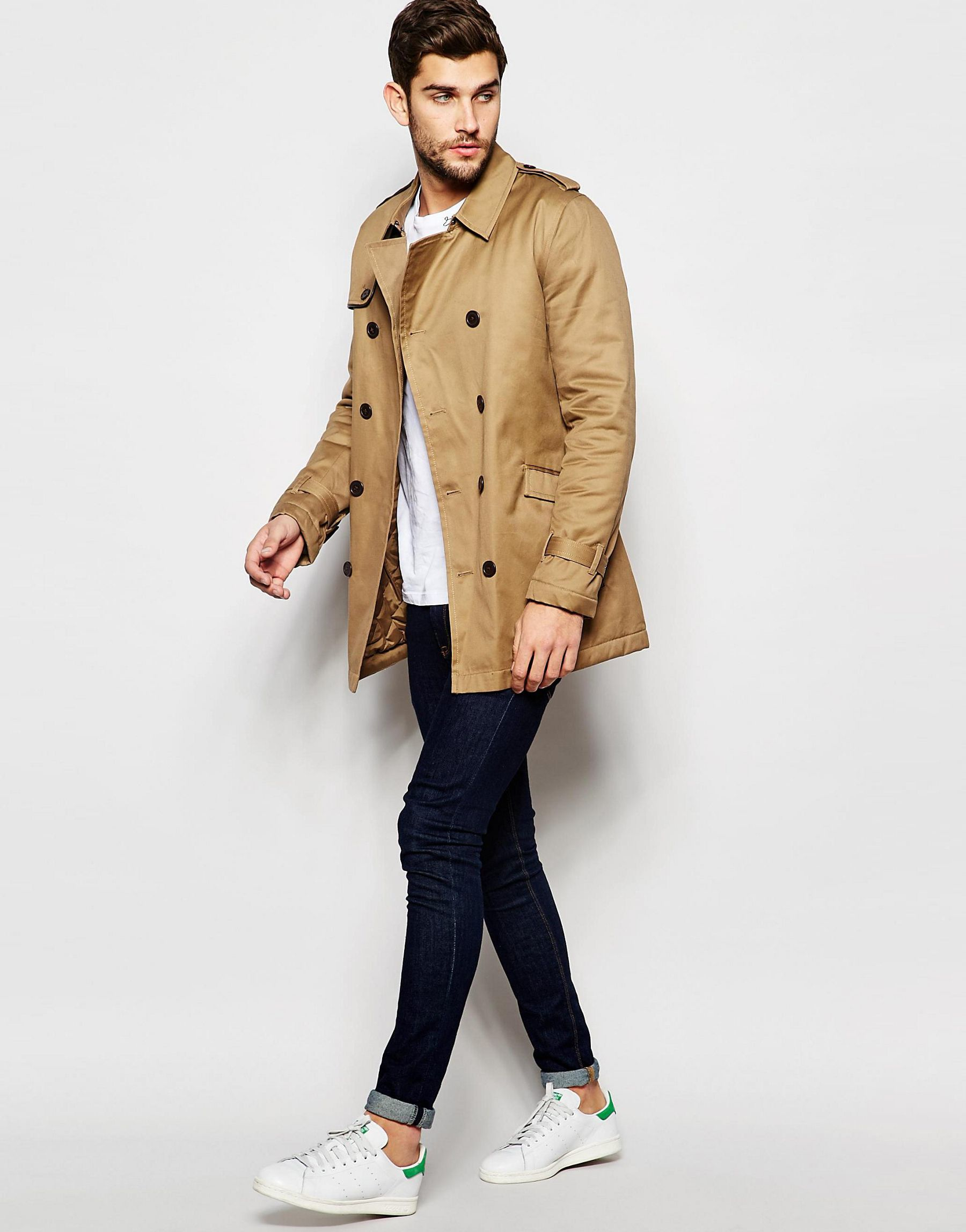 Lyst - Asos Trench Coat With Belt In Tobacco in Brown for Men
