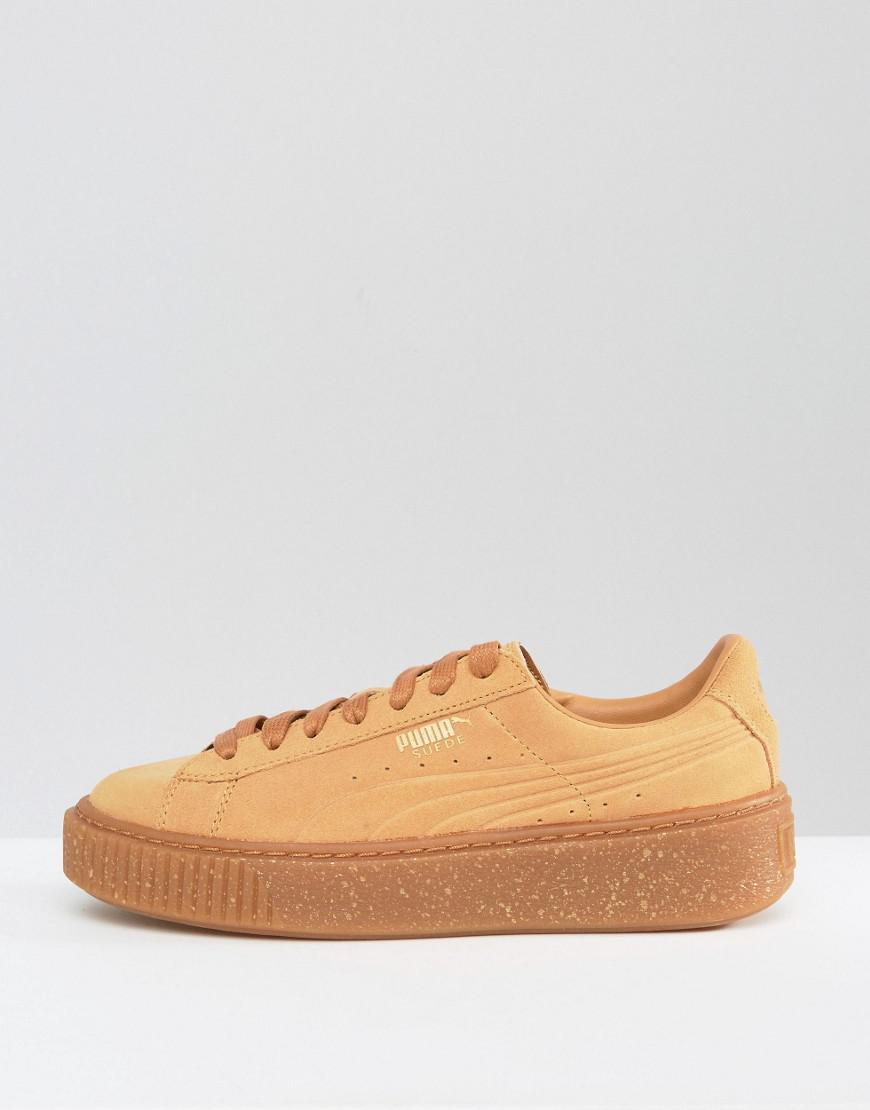 Lyst - Puma Platform Trainers In Biscuit Suede With Speckle Gum Sole in ...