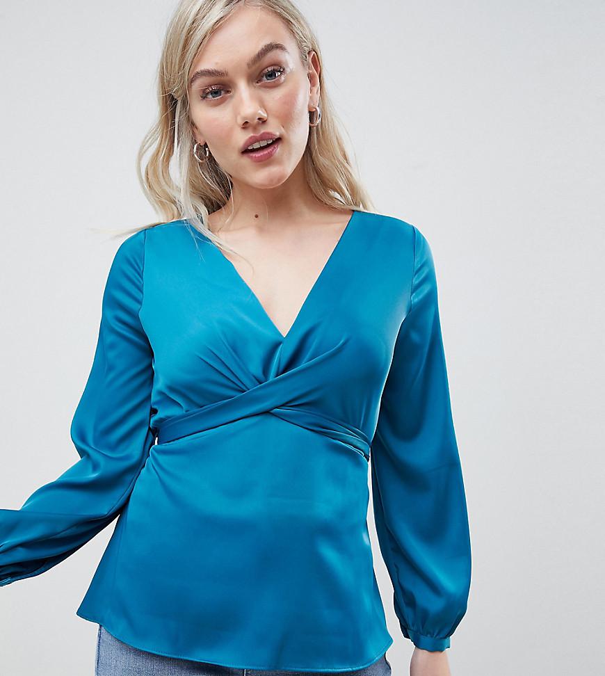 River Island Blouse With Wrap Detail In Teal in Blue - Lyst