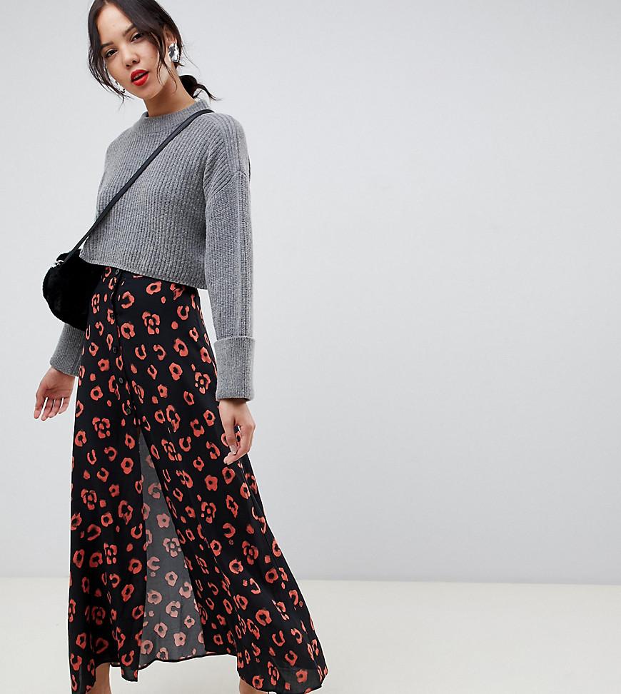 HCFKJ Faldas Mujer Cortas Falda Larga Bohemia Bohemio con Cord/óN Y Plisado con Estampado De Leopardo Largo para Mujer