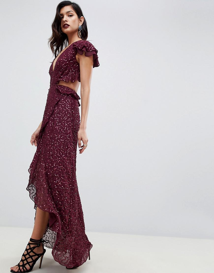 long ruffle gown