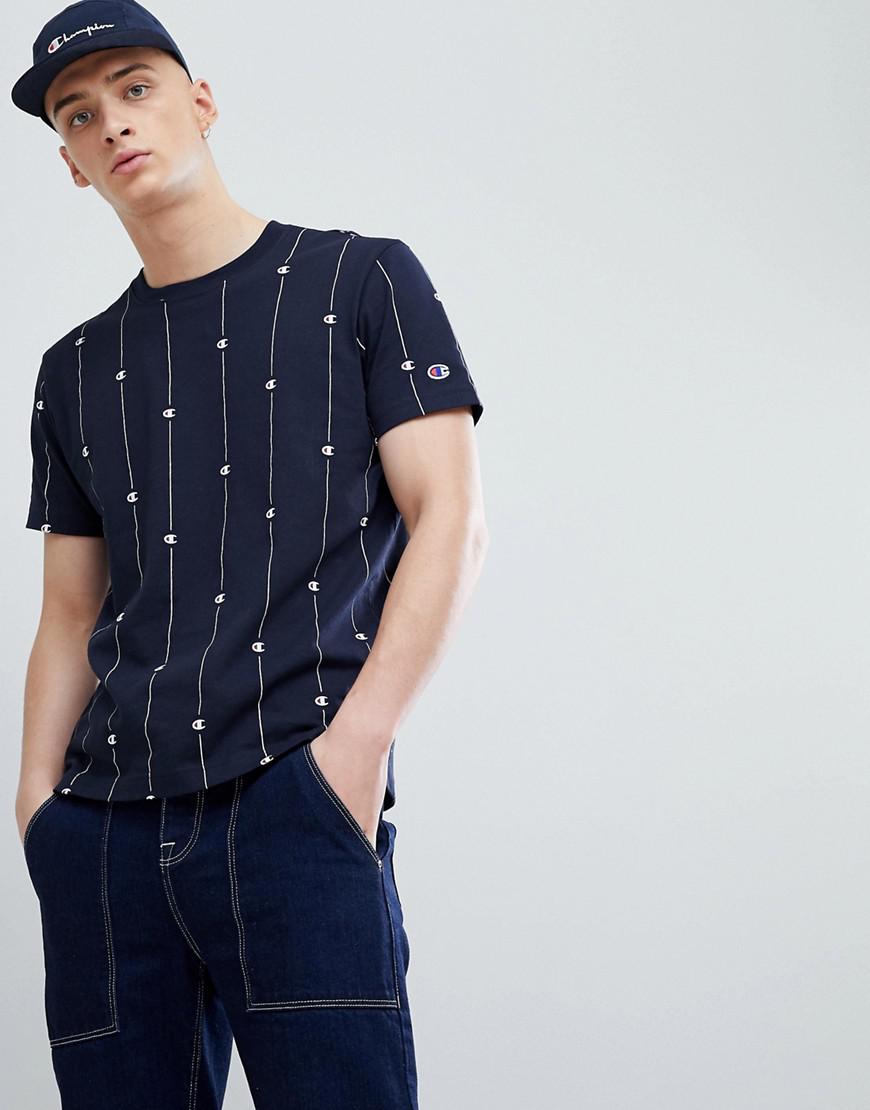 Lyst - Champion T-shirt With Stripe Logo Print In Navy in ...