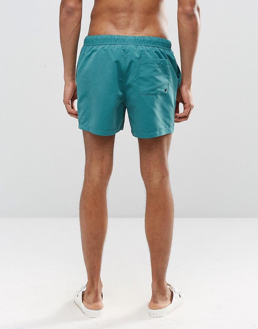 Asos Synthetic Swim Shorts In Teal Short Length In Blue