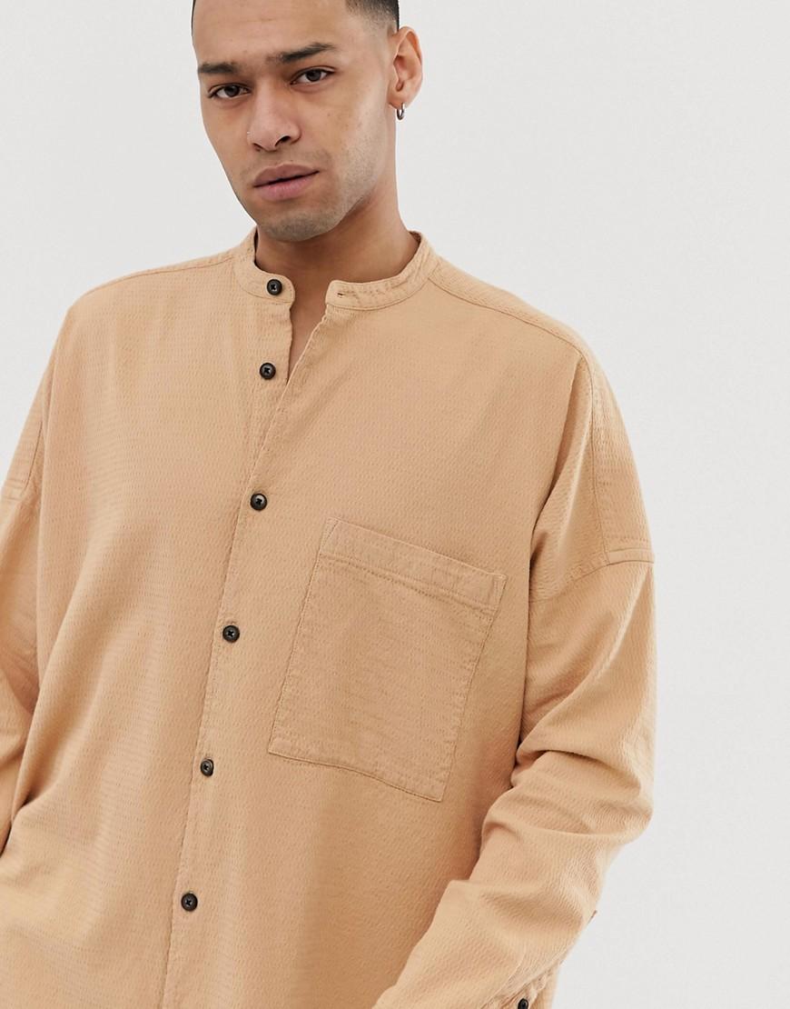 Download Lyst - ASOS Oversized Textured Grandad Collar Long Line ...