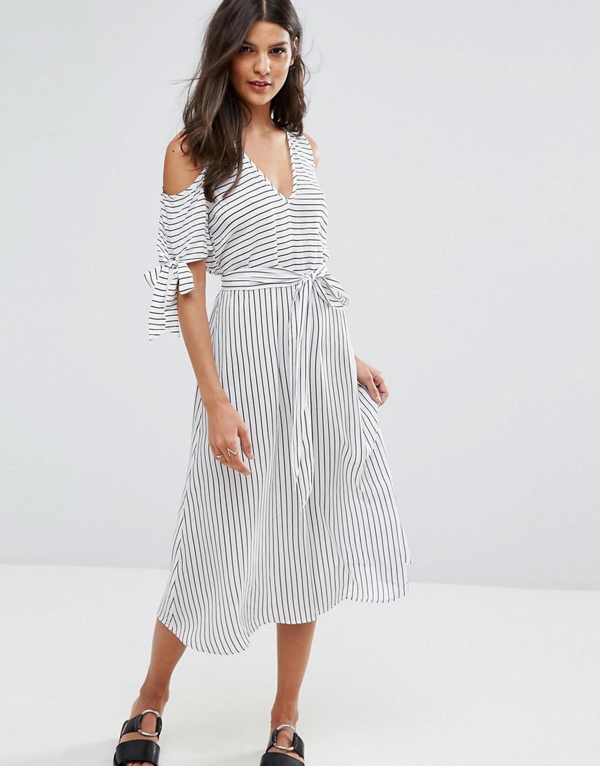 Warehouse, STRIPE TIE DETAIL MIDI DRESS Blue Stripe 2 | Clothes ...