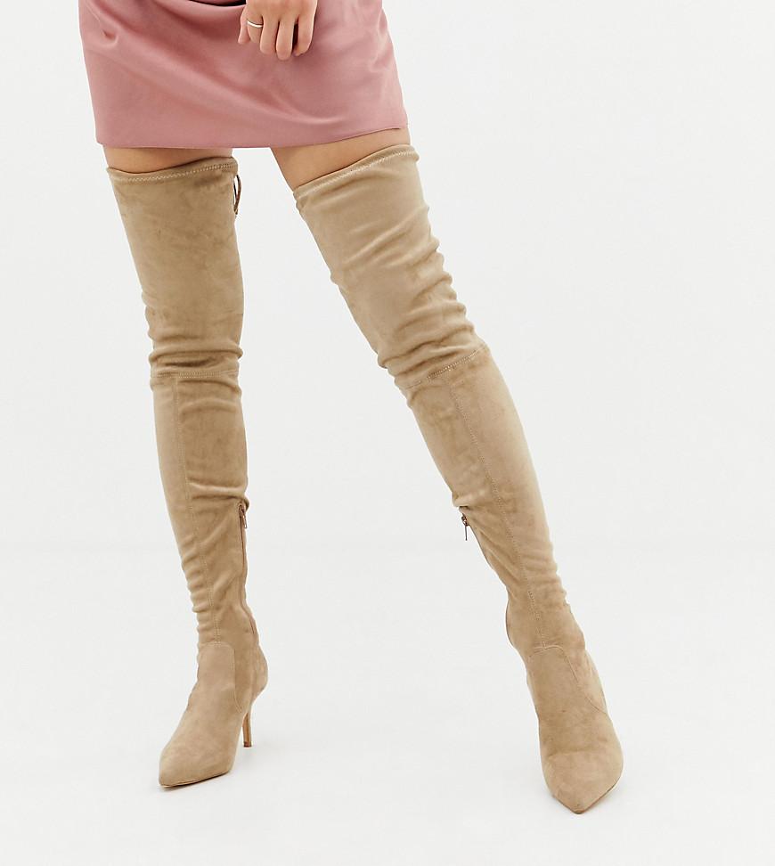 beige over the knee flat boots