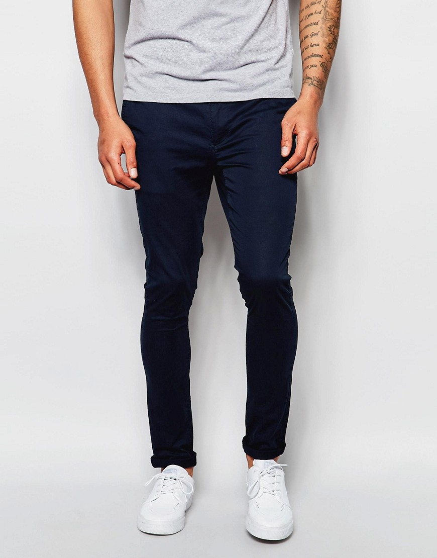 Asos Extreme Super Skinny Chinos In Navy in Black for Men - Save 66% | Lyst