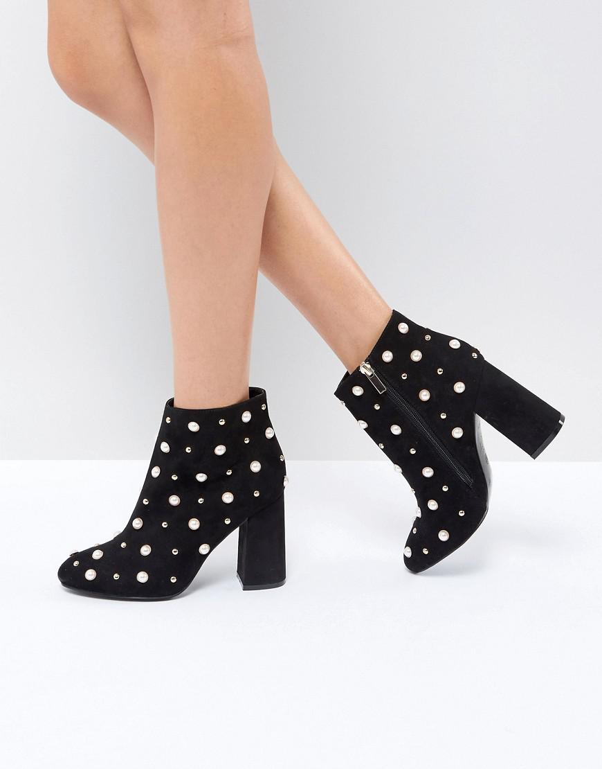 Lyst - Forever New Embellished Heeled Ankle Boot in Black