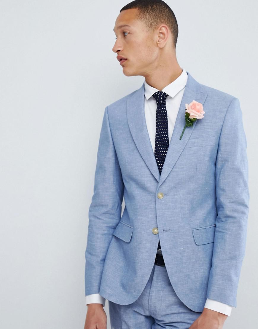 Lyst Moss Bros London Skinny Linen Wedding Suit Jacket In Moss Bros