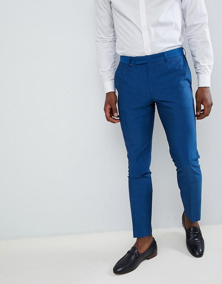 Lyst Moss Bros London Skinny Suit Pants In Blue For Men Moss Bros