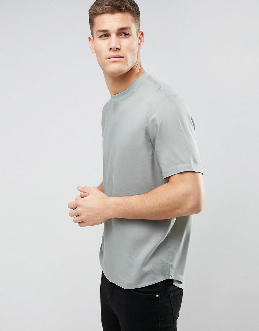 Lyst - Asos Oversized Woven Viscose T-shirt In Sage in Green for Men