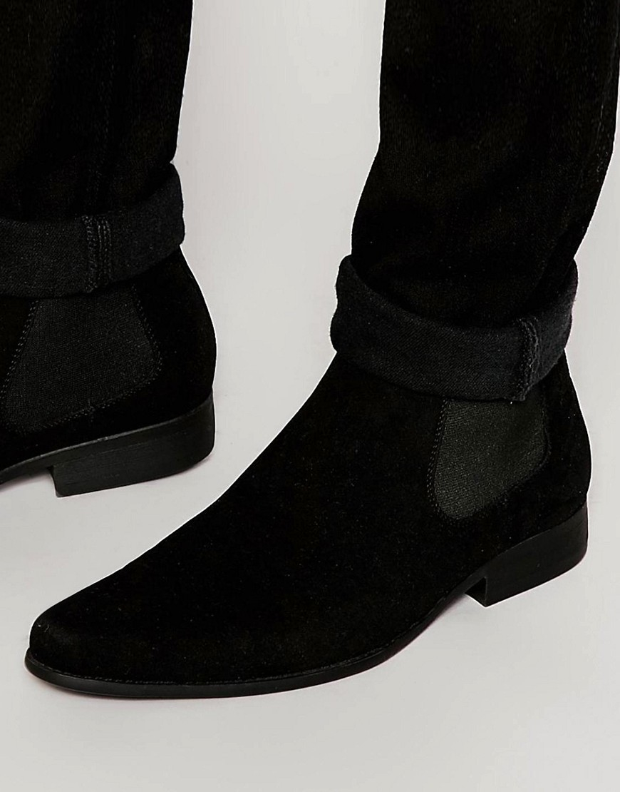 Lyst - Asos Chelsea Boots In Black Faux Suede in Black for Men