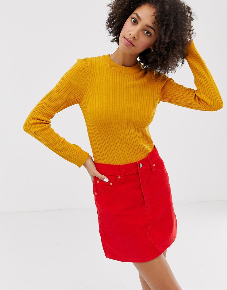 Lyst - ASOS Ribbed Sweater In Fine Knit in Yellow