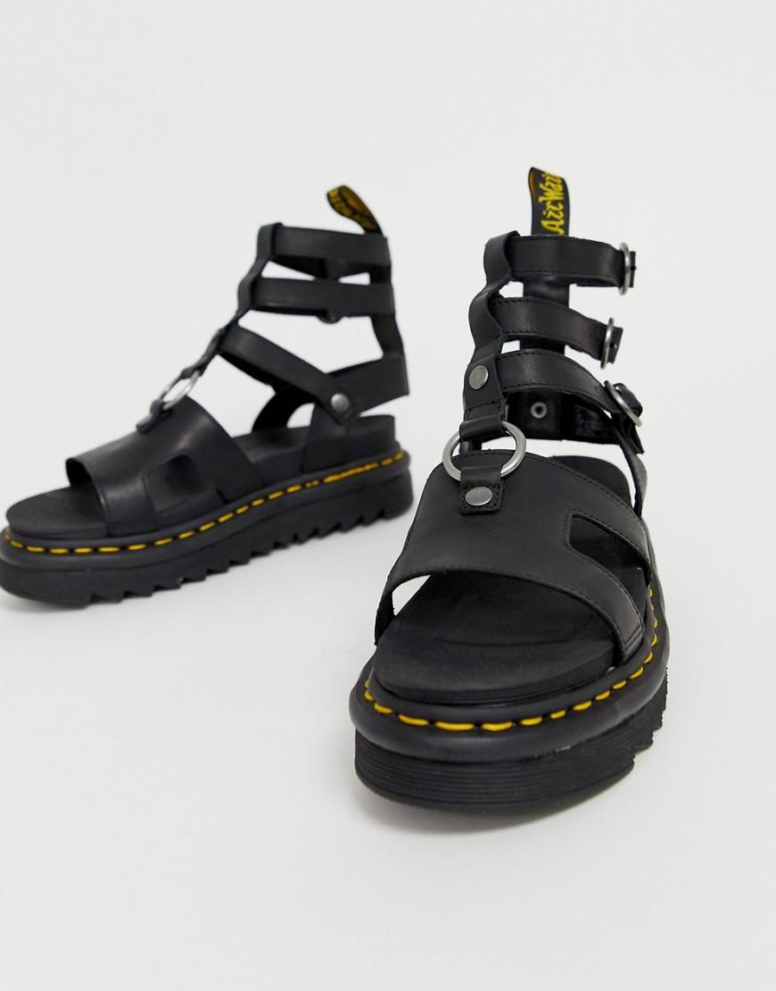 Dr. Martens Adaira Gladiator Leather Chunky Sandals In Black in Black - Lyst