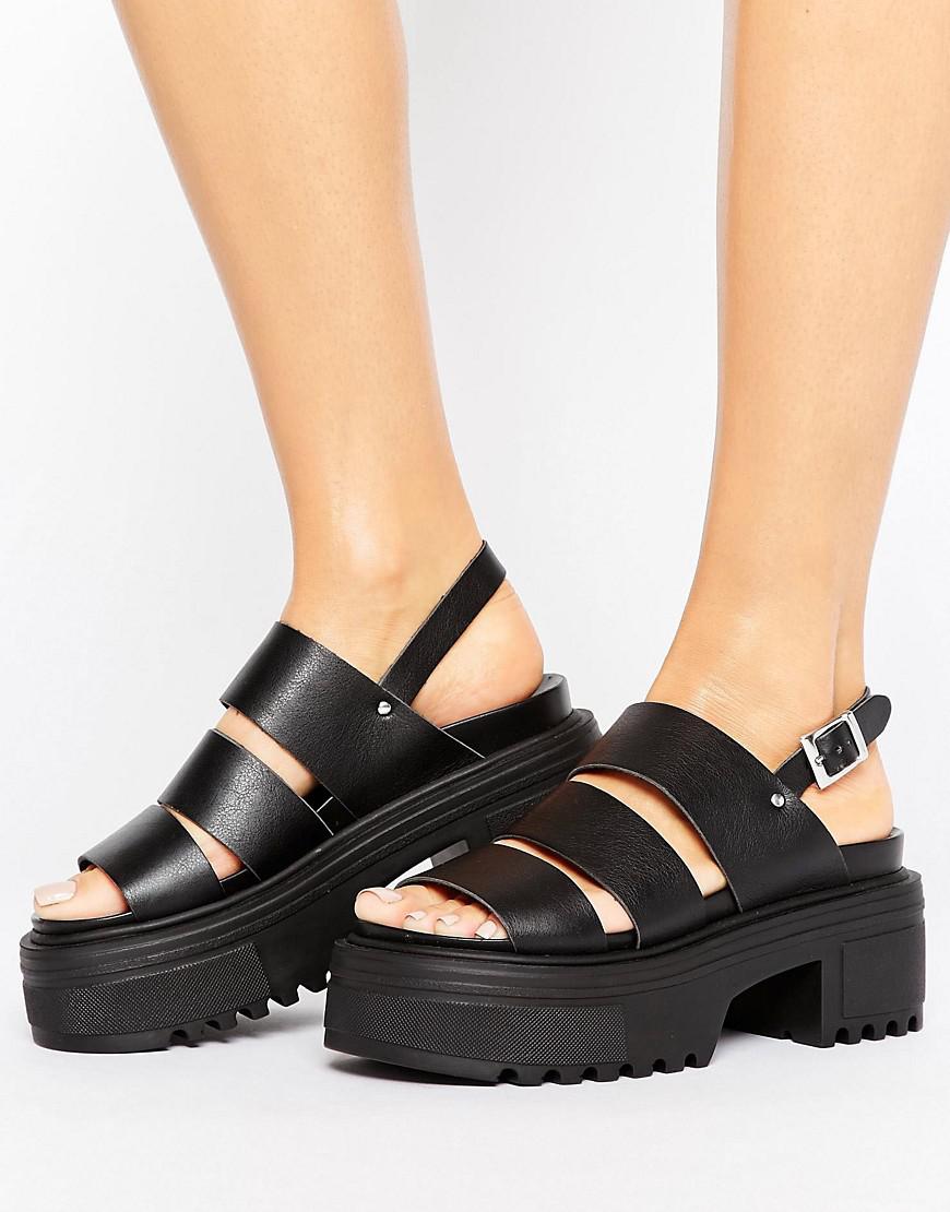 Lyst Asos Tara Chunky Strappy  Sandals  in Black