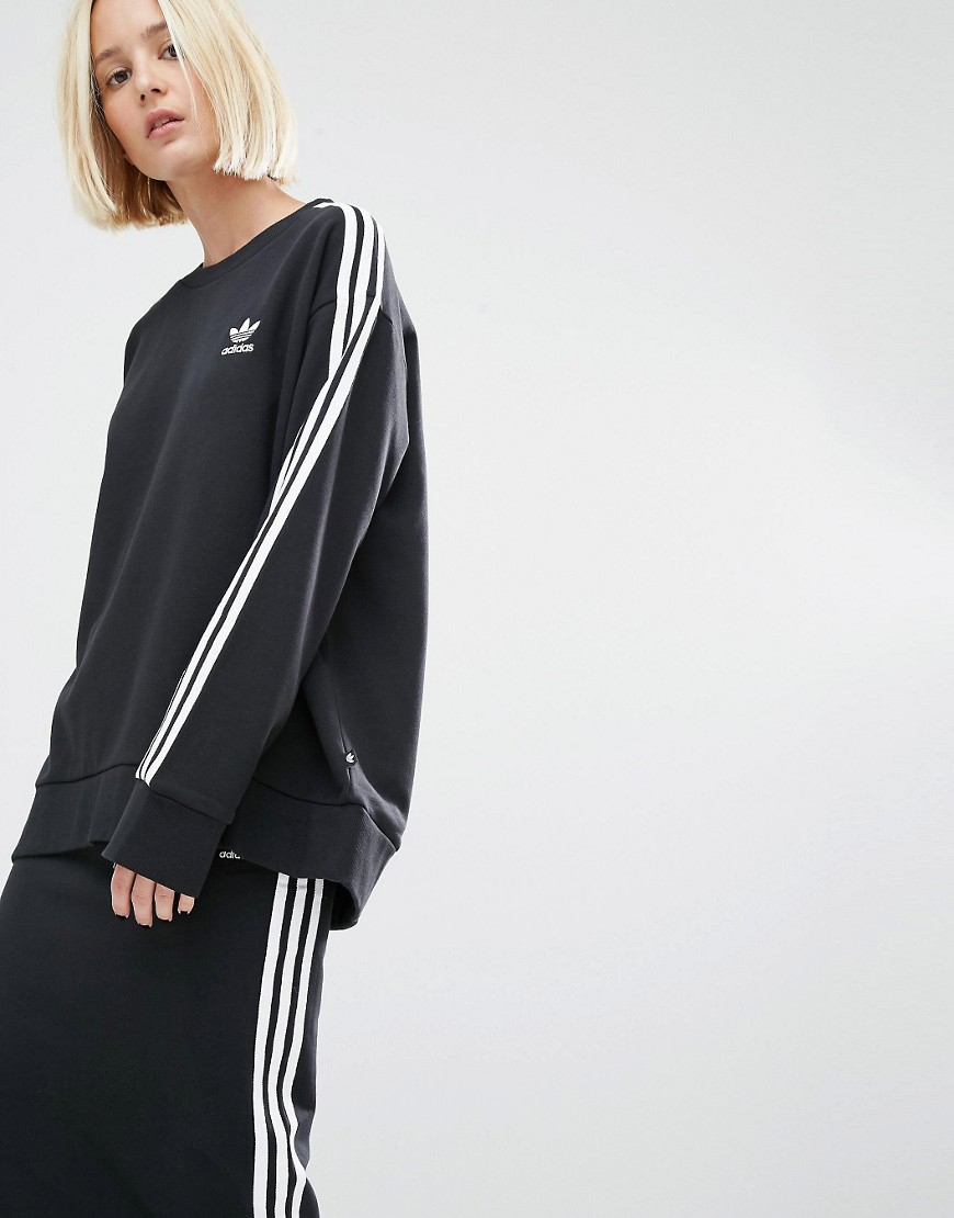 Lyst - Adidas Originals Originals Three Stripe Sweatshirt in Black