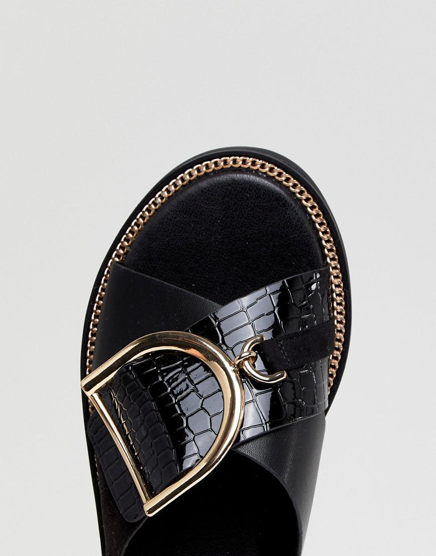 Lyst River Island D Ring Detail Cross Front Sliders In Black Gallery