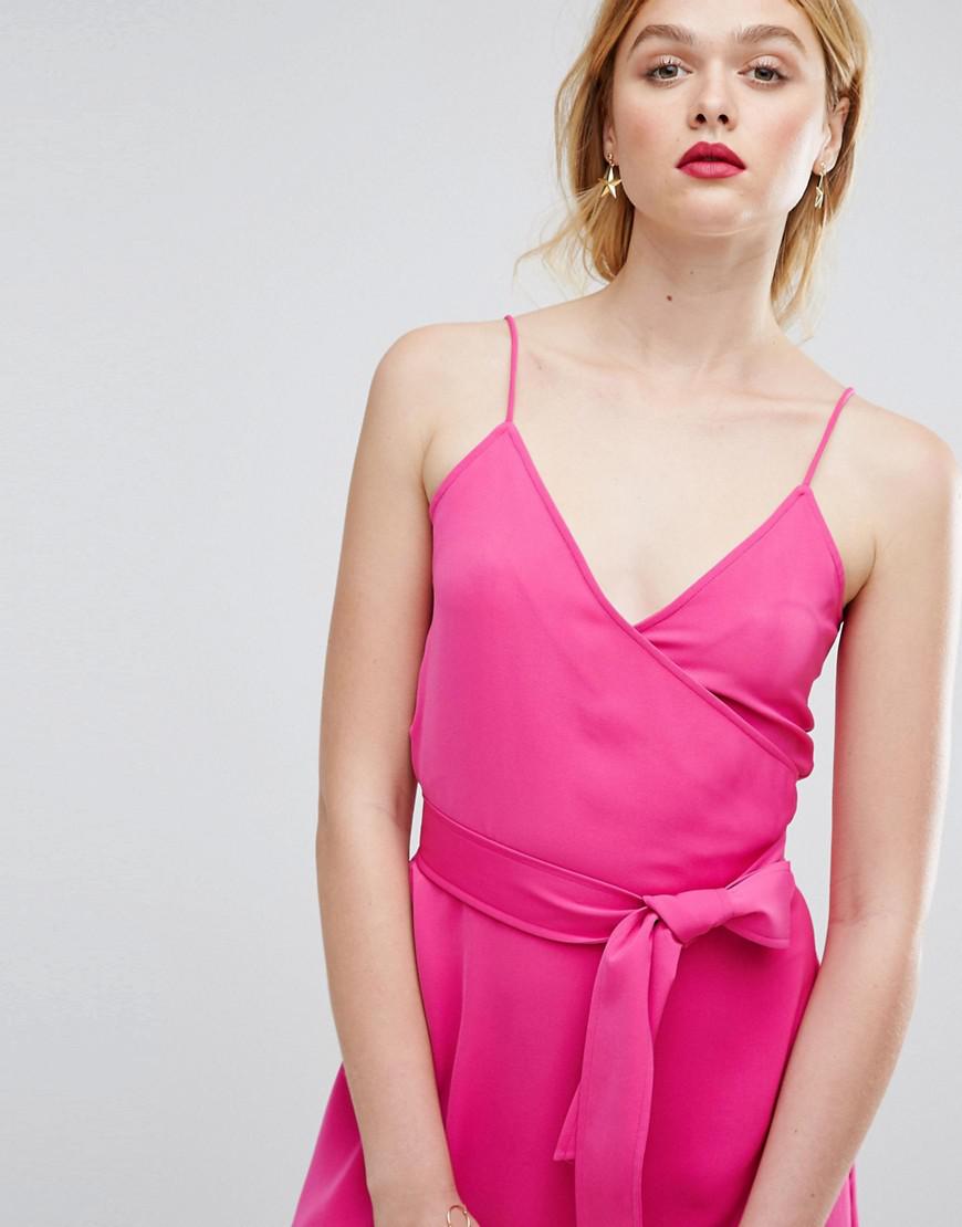 Lyst - Warehouse Wrap Cami Dress in Pink