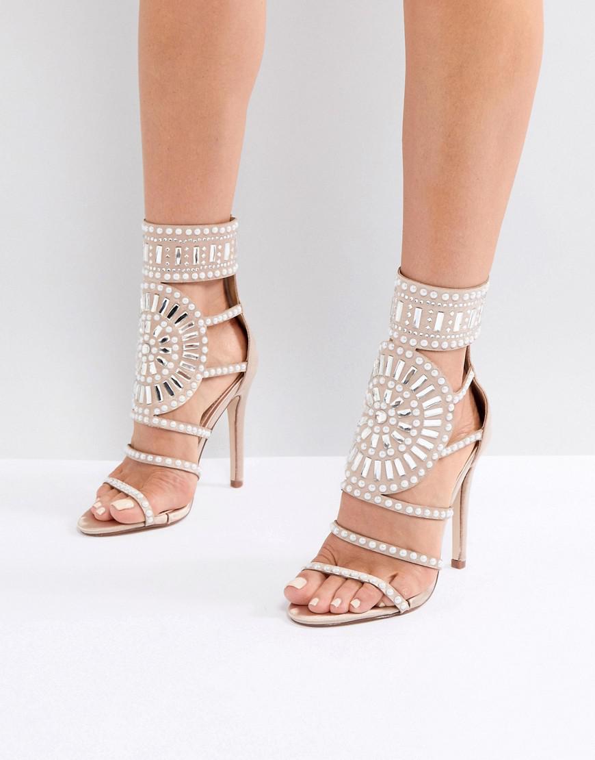 Lyst - Public Desire Cleopatra Embellished Heeled Sandals In Rose Gold