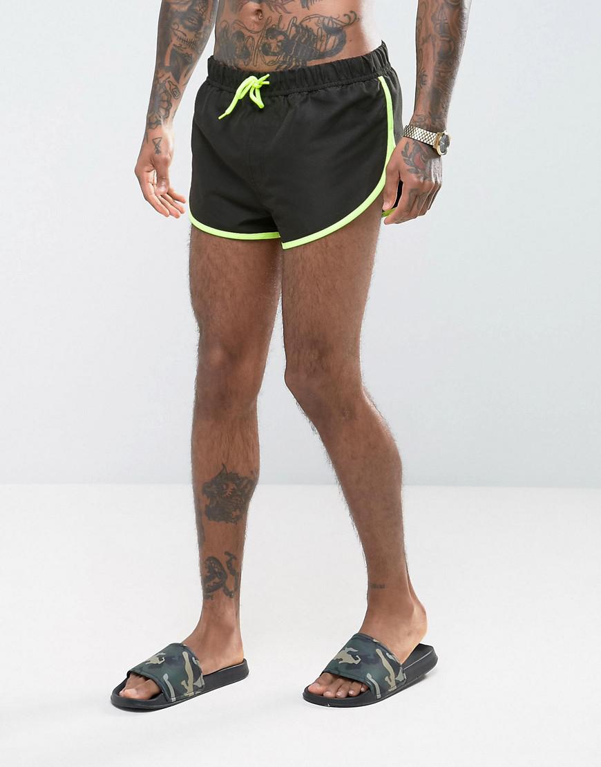 ASOS Swim Shorts With Extreme Side Split In Black With Side Mesh Detail ...
