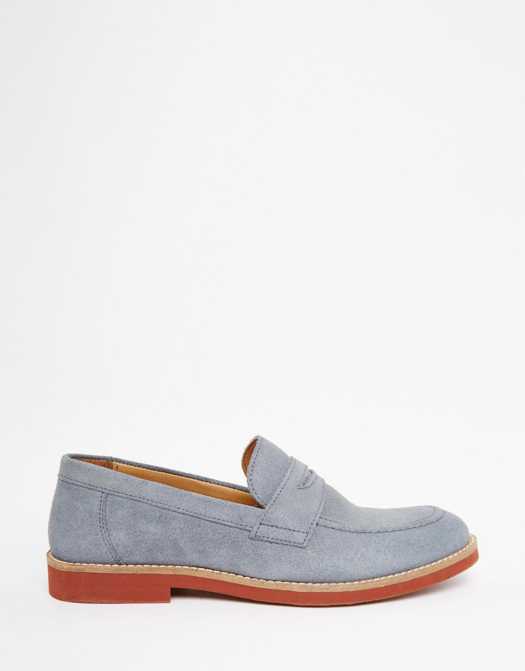 ASOS Penny Loafers In Blue Suede in Blue for Men - Lyst
