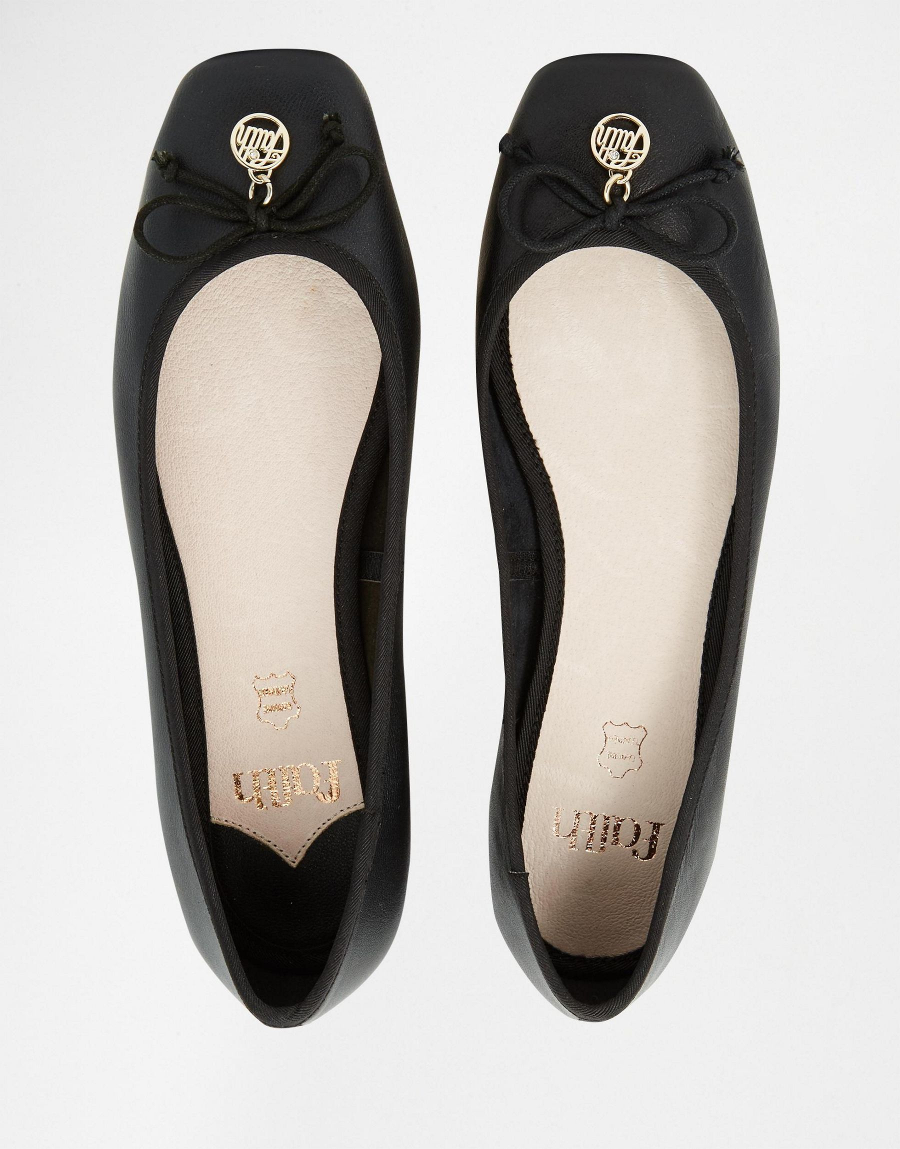 square toe ballet flats leather