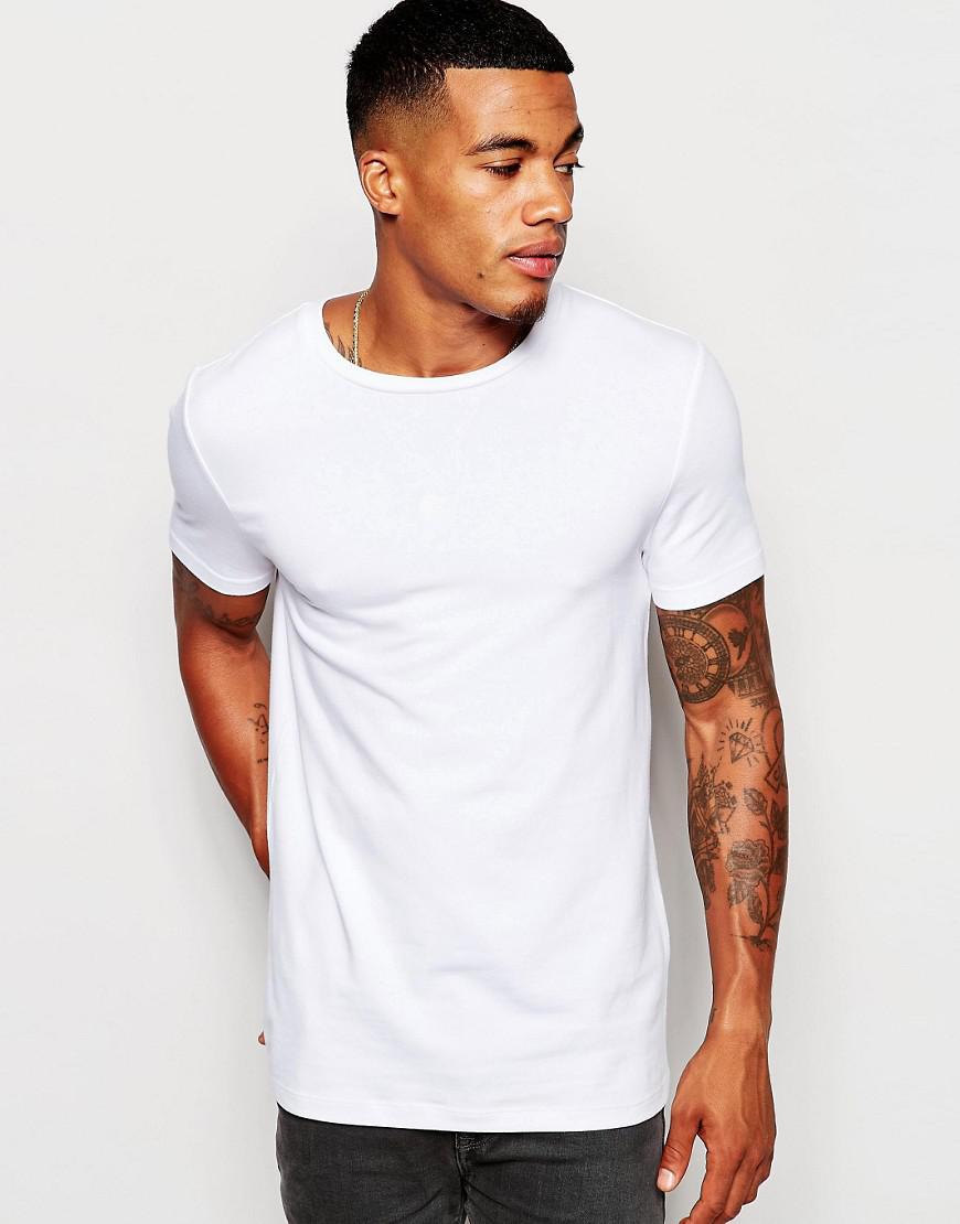 Lyst - Asos Muscle Fit T-shirt With Crew Neck And Stretch in White for Men