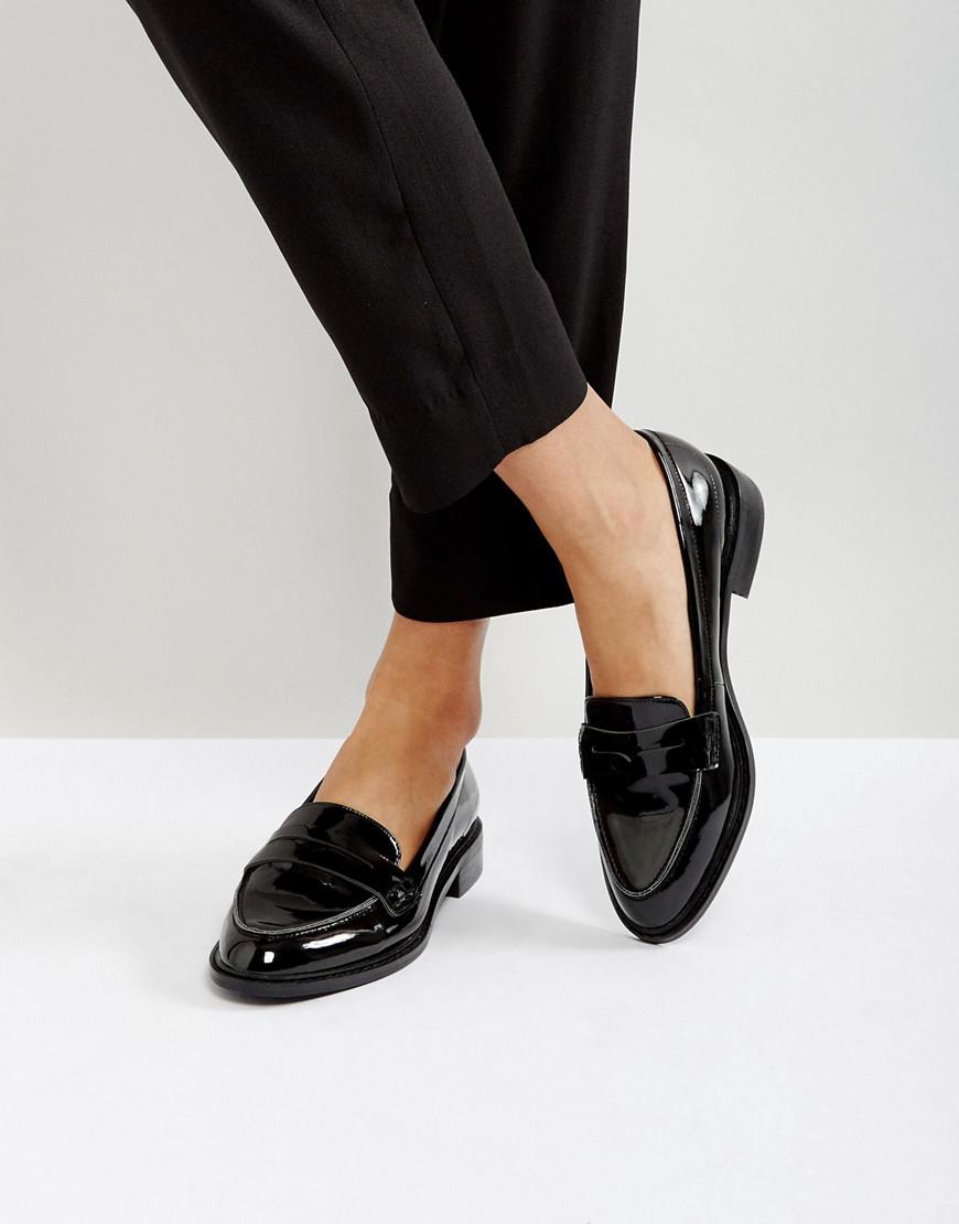 Lyst - Asos Munch Loafer Flat Shoes in Black