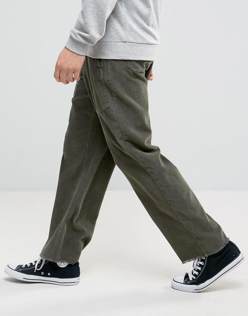 Lyst - Asos Oversized Relaxed Pants In Khaki Cord in Green for Men