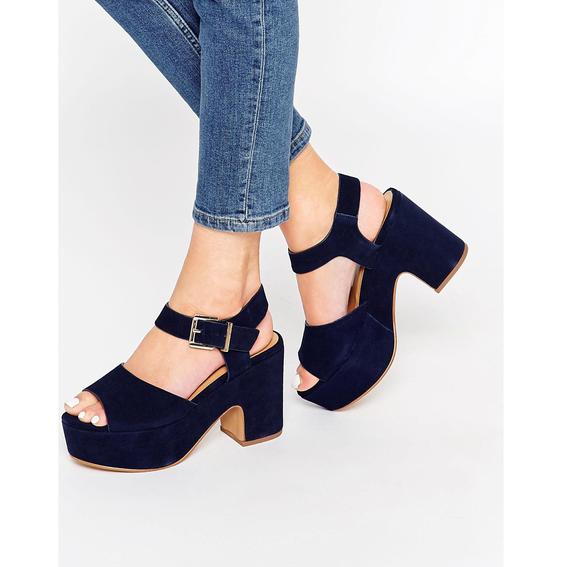 Aldo Nathalia Navy Platform Heeled Sandals In Blue Lyst 6171