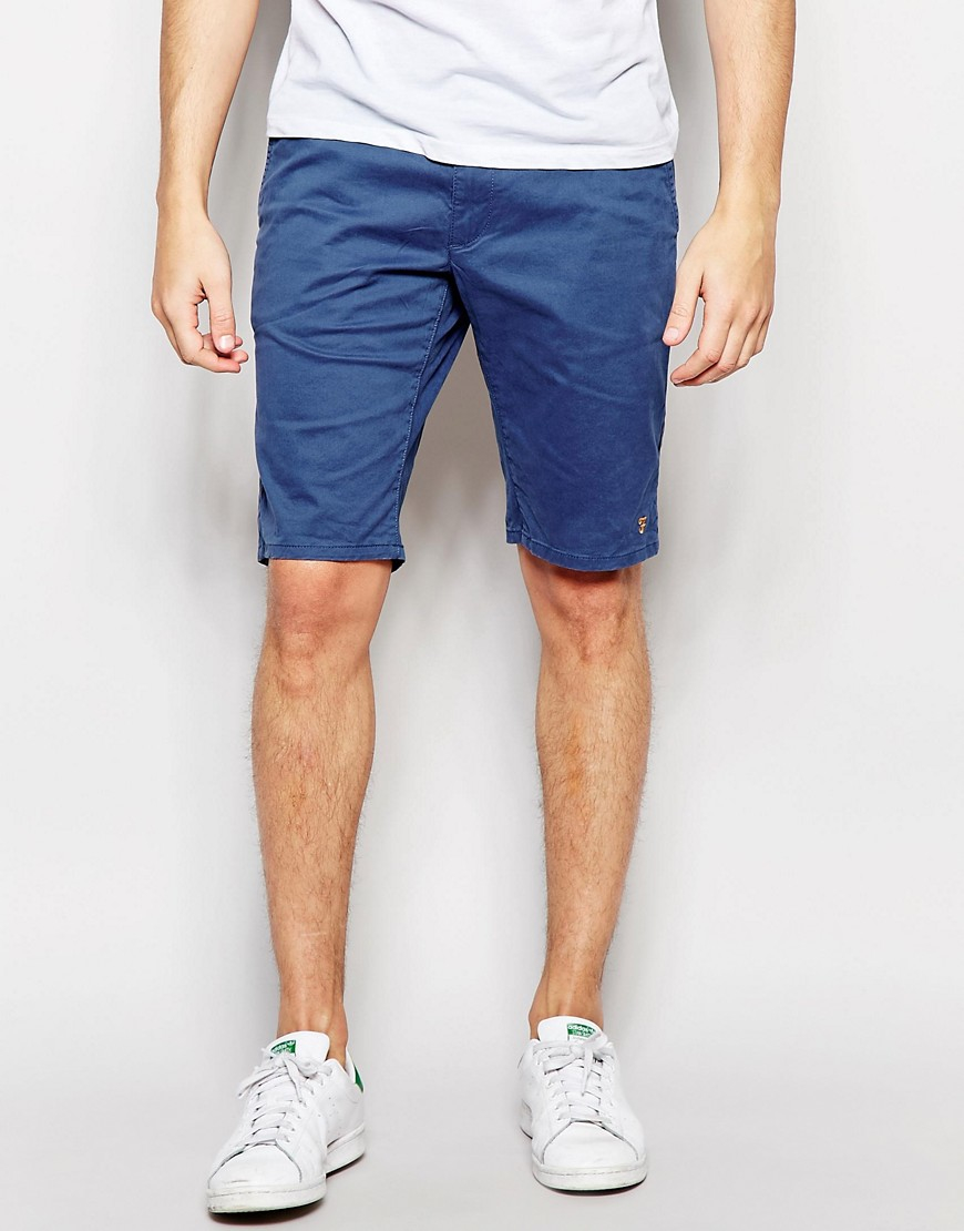 Lyst - Farah Chino Shorts In Stretch Cotton - Blue in Blue for Men