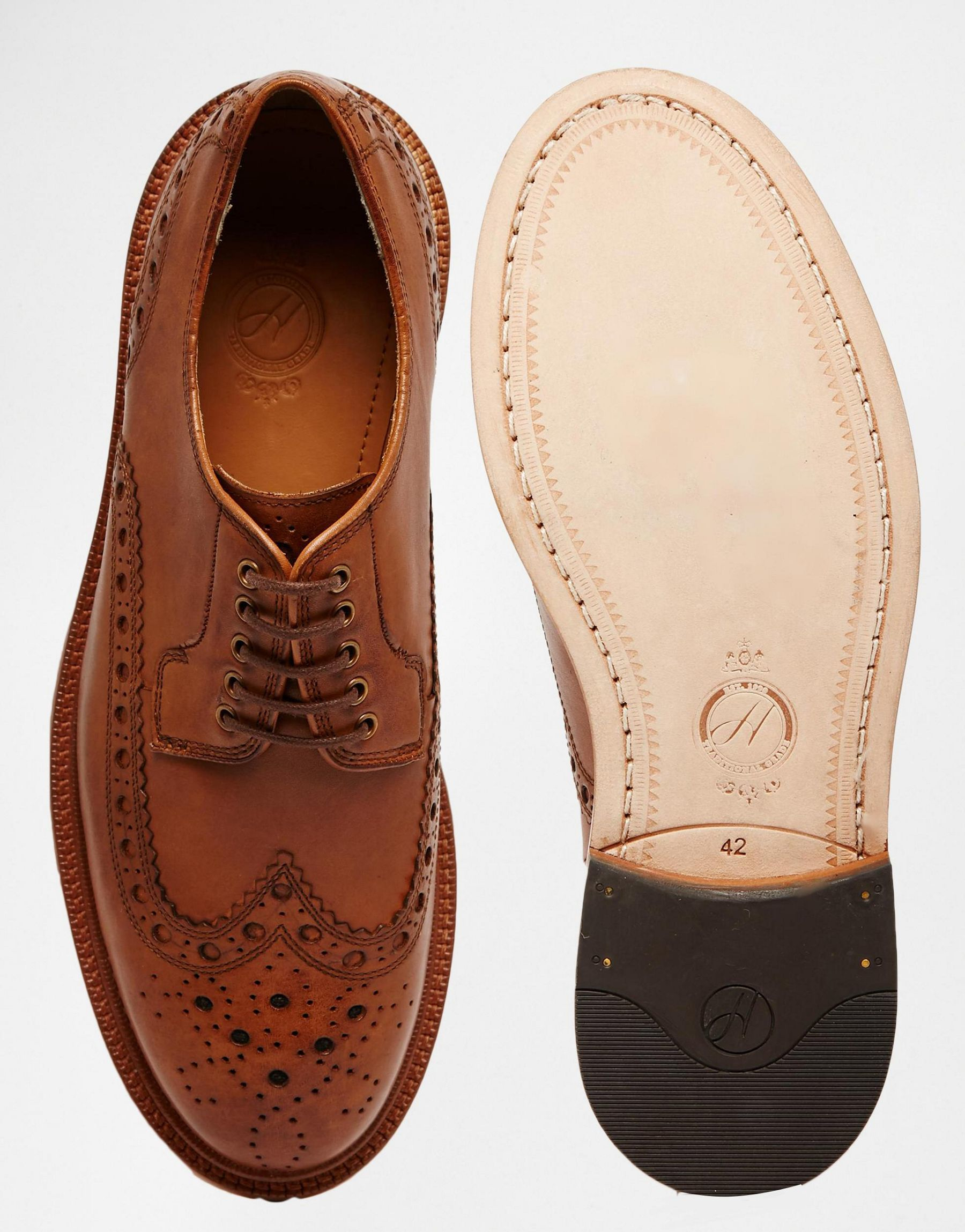 Lyst H by Hudson O�connor Leather Brogue Shoes in Brown