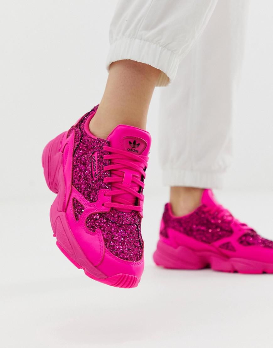 Lyst - adidas Originals Premium Pink Glitter Falcon Sneakers in Pink