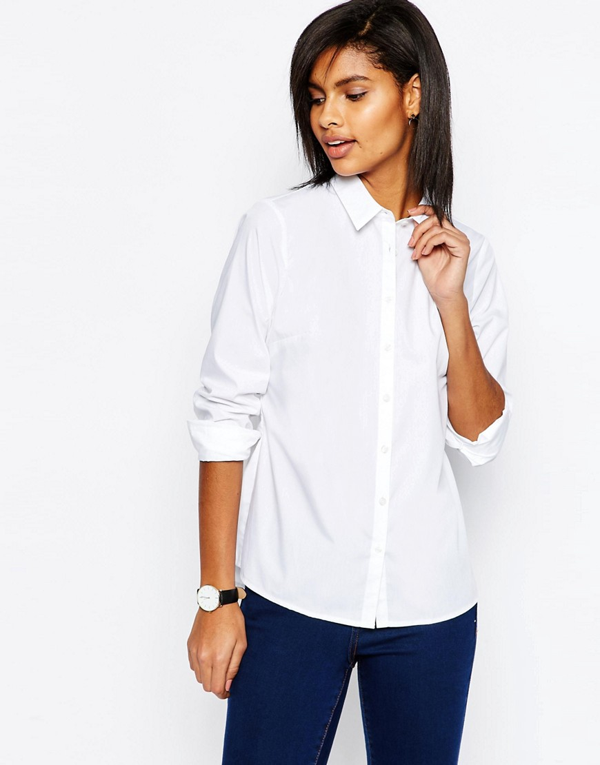 Lyst - Asos Fitted White Shirt in Black