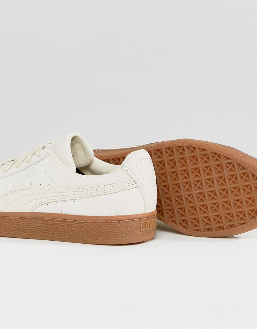 puma platform trace sneakers in white black with gum sole