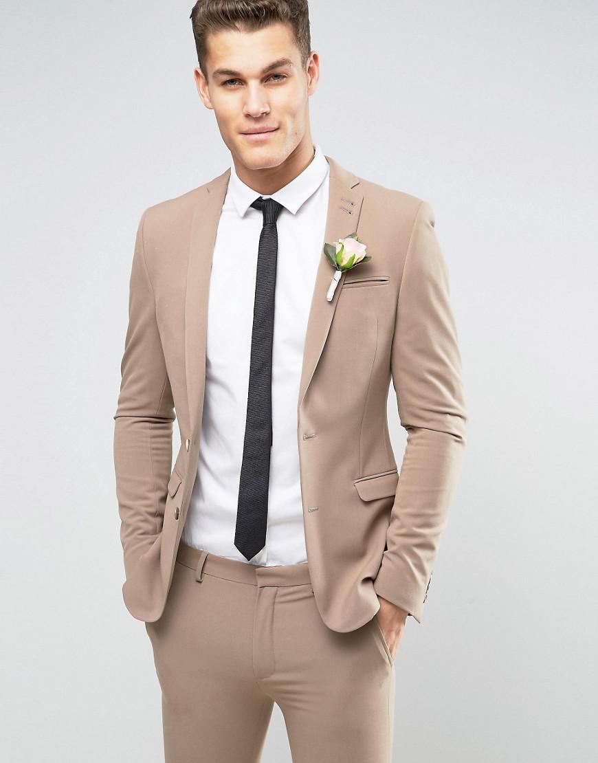 Lyst - Asos Wedding Super Skinny Suit Jacket In Oatmeal in Natural for Men