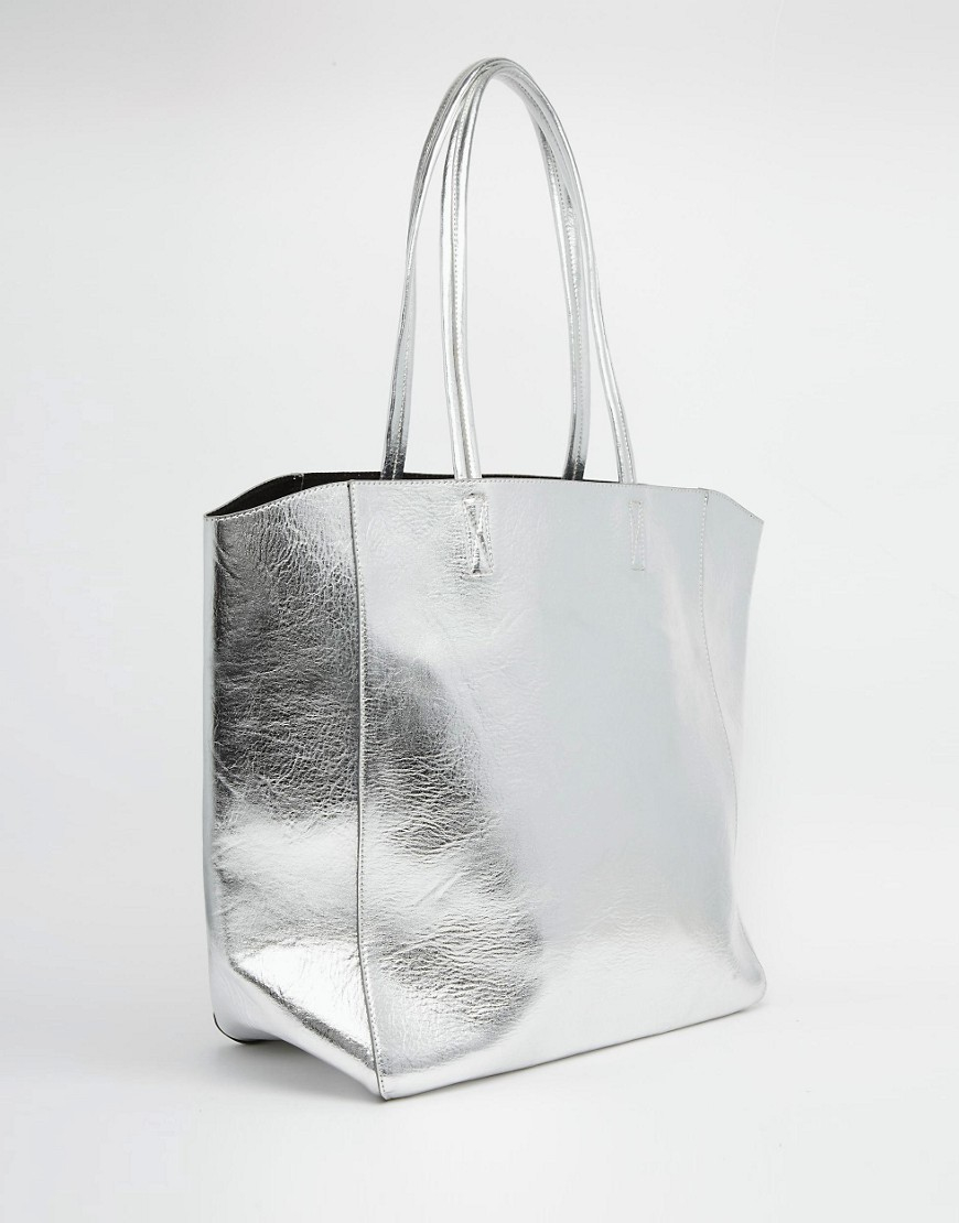 Lyst - Asos Metallic Tote Shopper Bag in Metallic