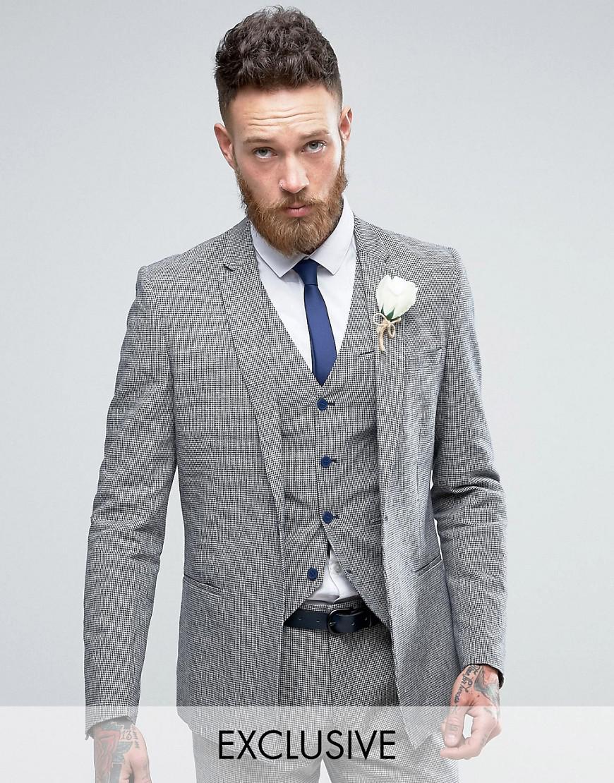 Lyst - Only & Sons Skinny Wedding Square Hem Suit Jacket In Dogstooth ...