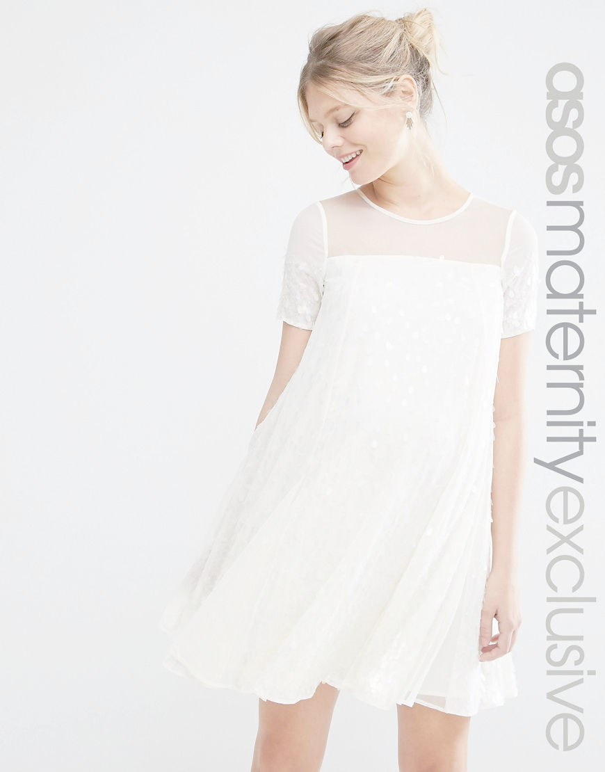 Lyst - Asos Iridescent Sequin Swing Dress in Natural