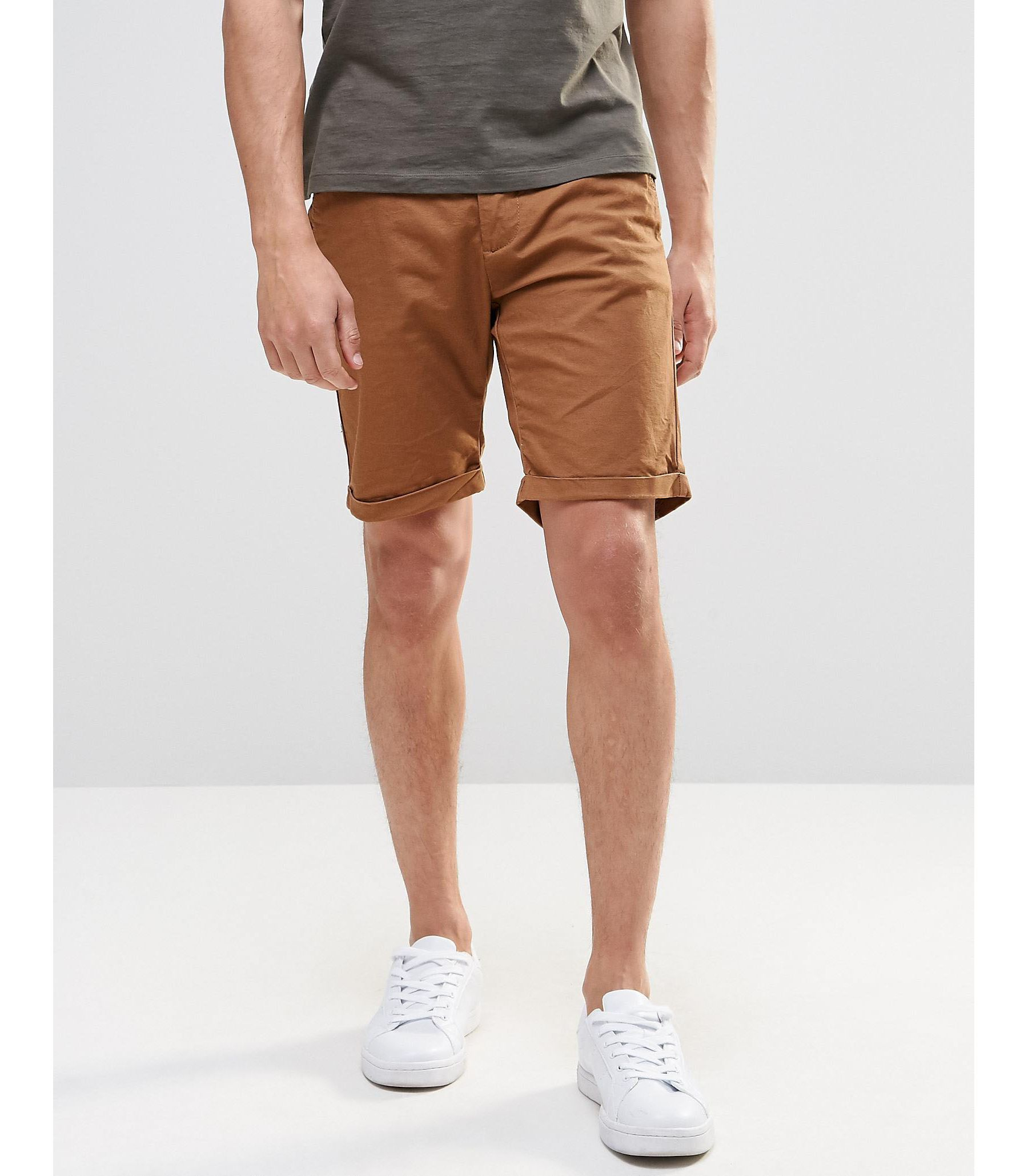 Lyst - Pull&Bear Slim Fit Shorts In Rust in Brown for Men