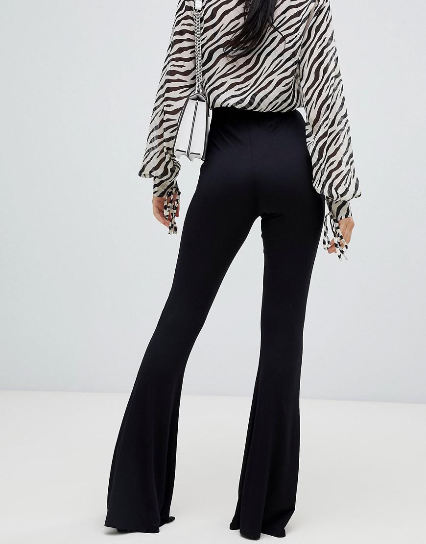 Missguided High Waist Flare Pants In Black in Black - Lyst